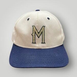 Milwaukee Brewers Vintage Baseball Cap Cream Navy Blue One Size Adjustable Strap